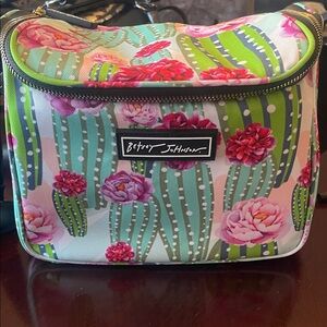 Betsey Johnson Pink Floral and Green Cactus Bag